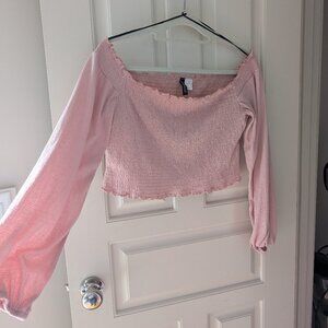 Pink long sleeve crop top